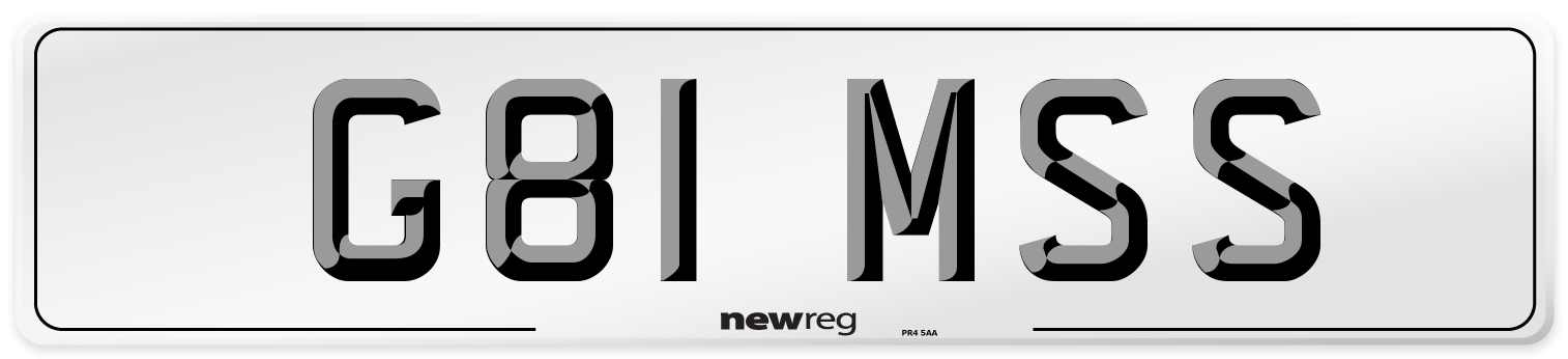 G81 MSS Number Plate from New Reg